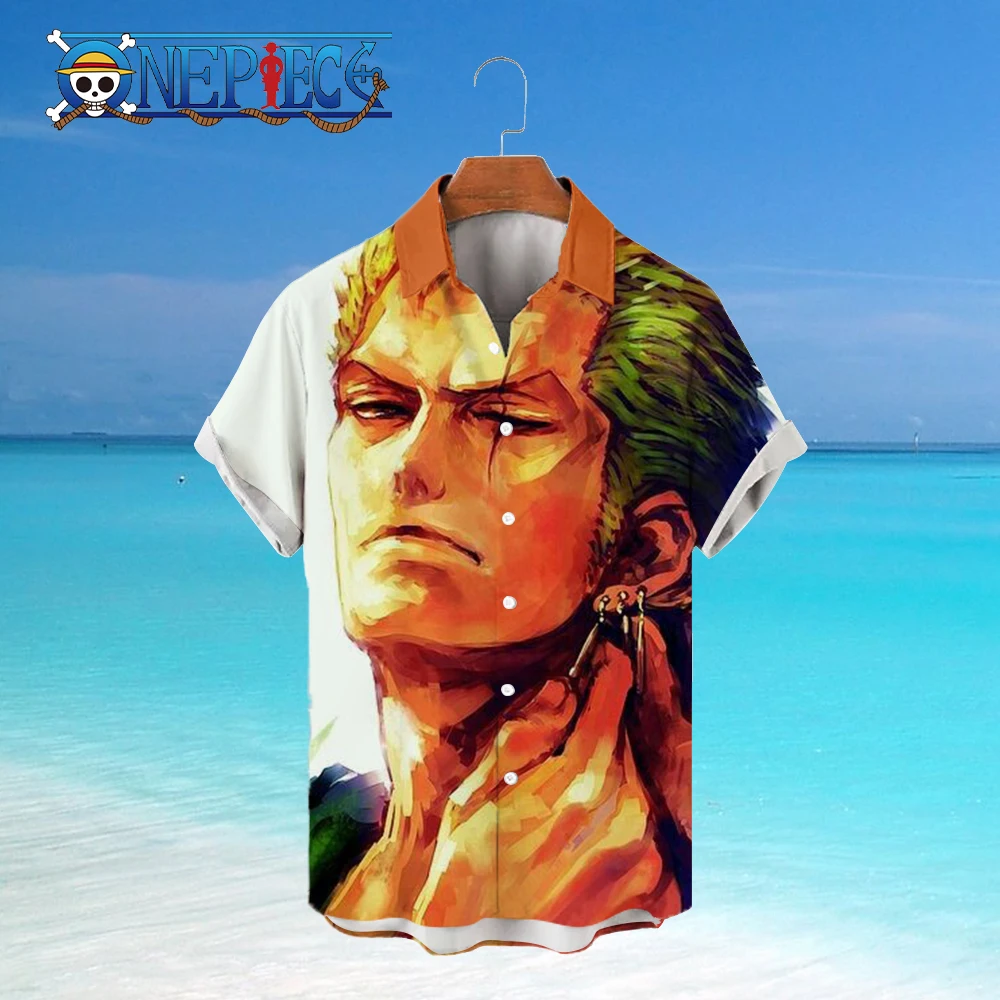 

Men's Shirts 2023 Social Shirt Monkey D Luffy Zoro Blouse One Piece 5Xl Blouses Beach Tops Summer Elegant Man Cool Mens Clothes