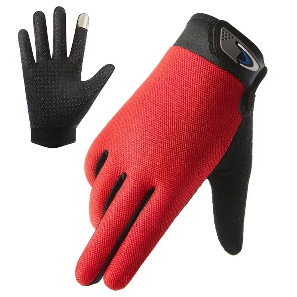 Men Full Finger Touch Screen Gloves Thin Breathable Ice Silk Silicone Non-slip Mittens Outdoor Sports Cycling Driving Gloves