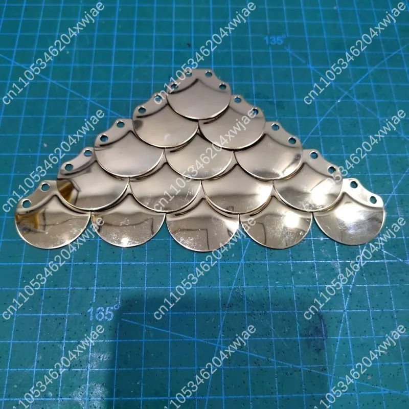 0.8mm Thick Metal Fish Scale Sheets 100 Pieces Titanium Coated Stainless Steel Armor DIY Decor Material