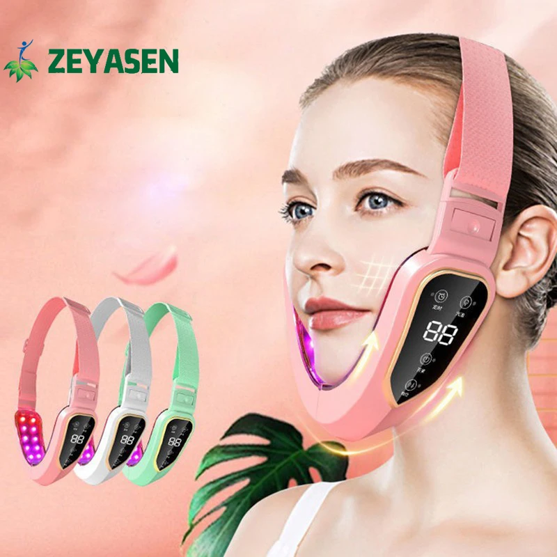 Zeyasen-LED Photon Terapia Facial Lifting Dispositivo, emagrecimento, vibração, massageador, queixo duplo, em forma de V, bochecha Lift, rosto, novo