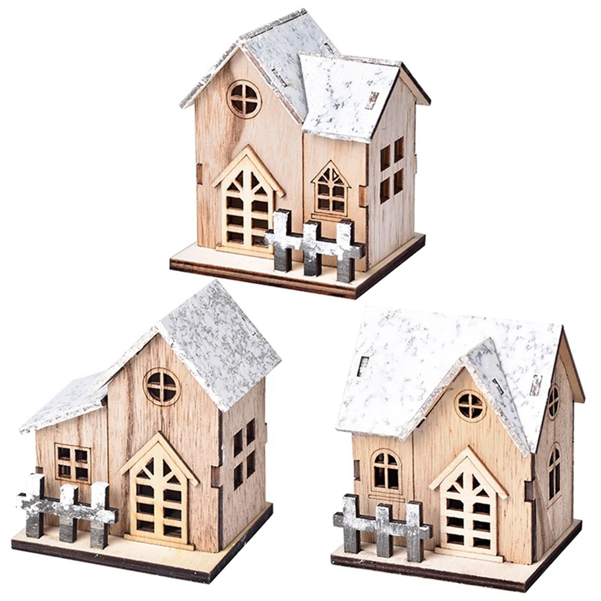 

Christmas-Village House Decor Wood Rustic Decor with Light Xmas Lantern Decor for Village Collection Christmas Ornaments