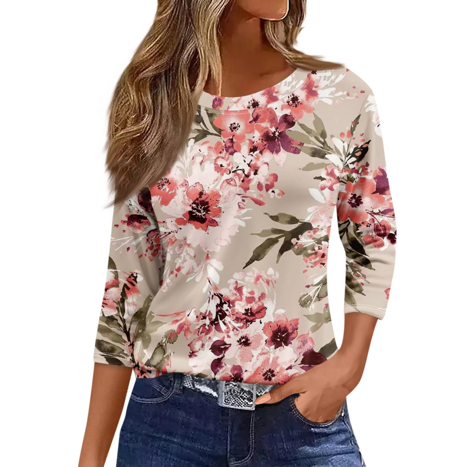 

Short Sleeve T-Shirt 2025 Women Fashion Casual Round Neck Long Sleeve Loose Printed T-Shirt Ladies Tops Women Clothing
