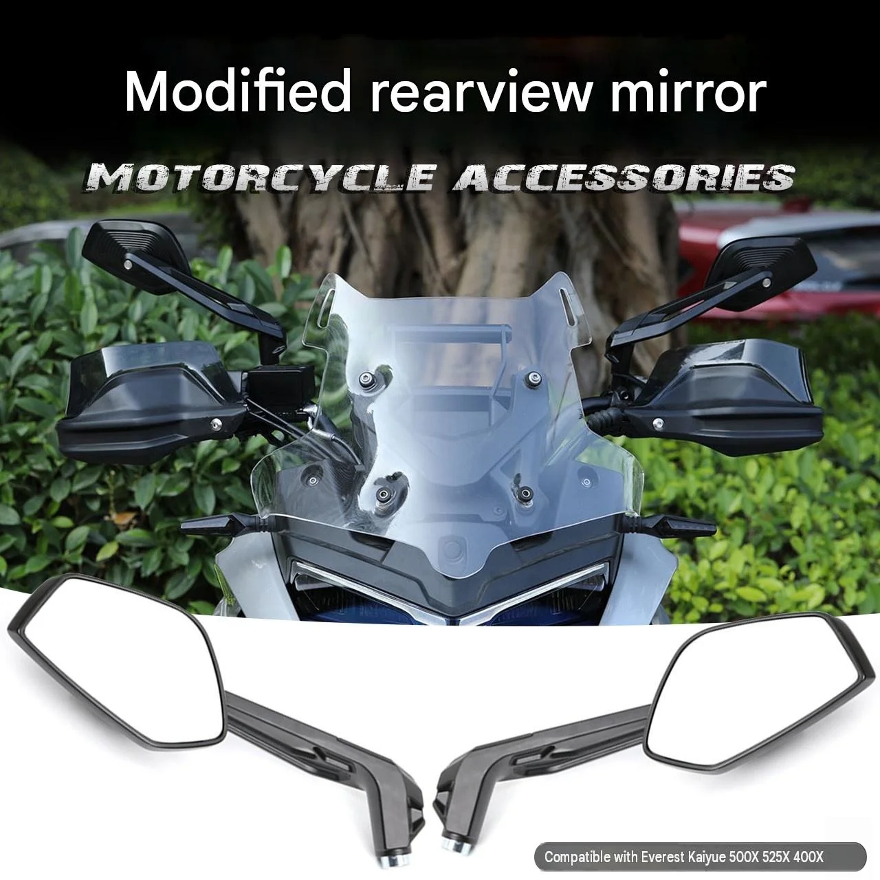 For KOVE 400X/500X/525X modified accessories - metal wide-angle rearview mirror with reflective white coating