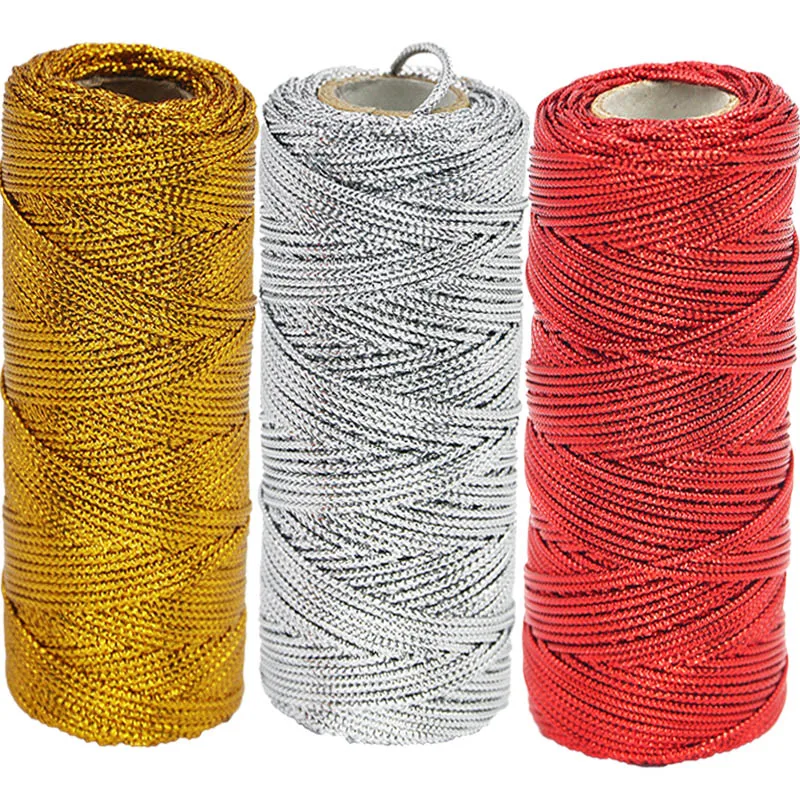 

(100 Meters/roll)1mm Wide Hollow 16 Strand Braided Gold Wire Ribbon Flower Cake Gift Box Packaging Ribbon Holiday Decoration DIY