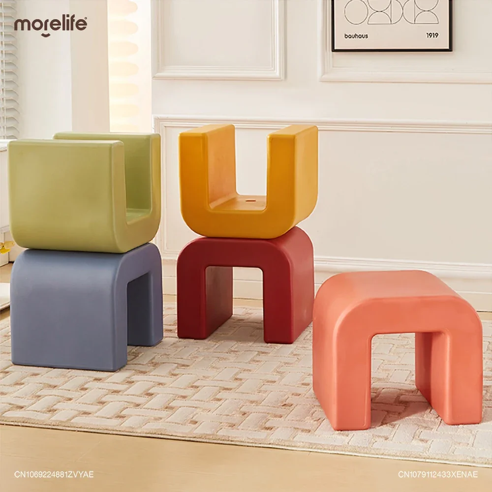 Creative Plastic Footstool Ottomans Design N-shaped Letter Sofa Low Stool Living Room Door Shoe Changing Stool Home Furniture