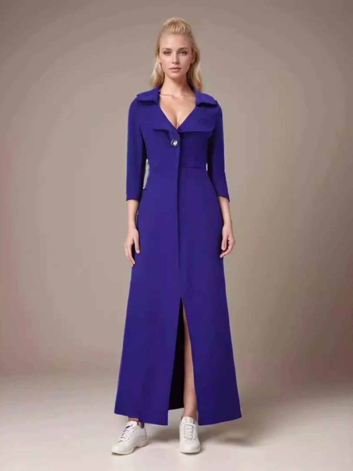 Ele Long Sve Windjack Dames Sle Herfst Winter Pure Kleur Slim Fit Jas Oulderlengte Ontwerp Woon-werkverkeer Frie...