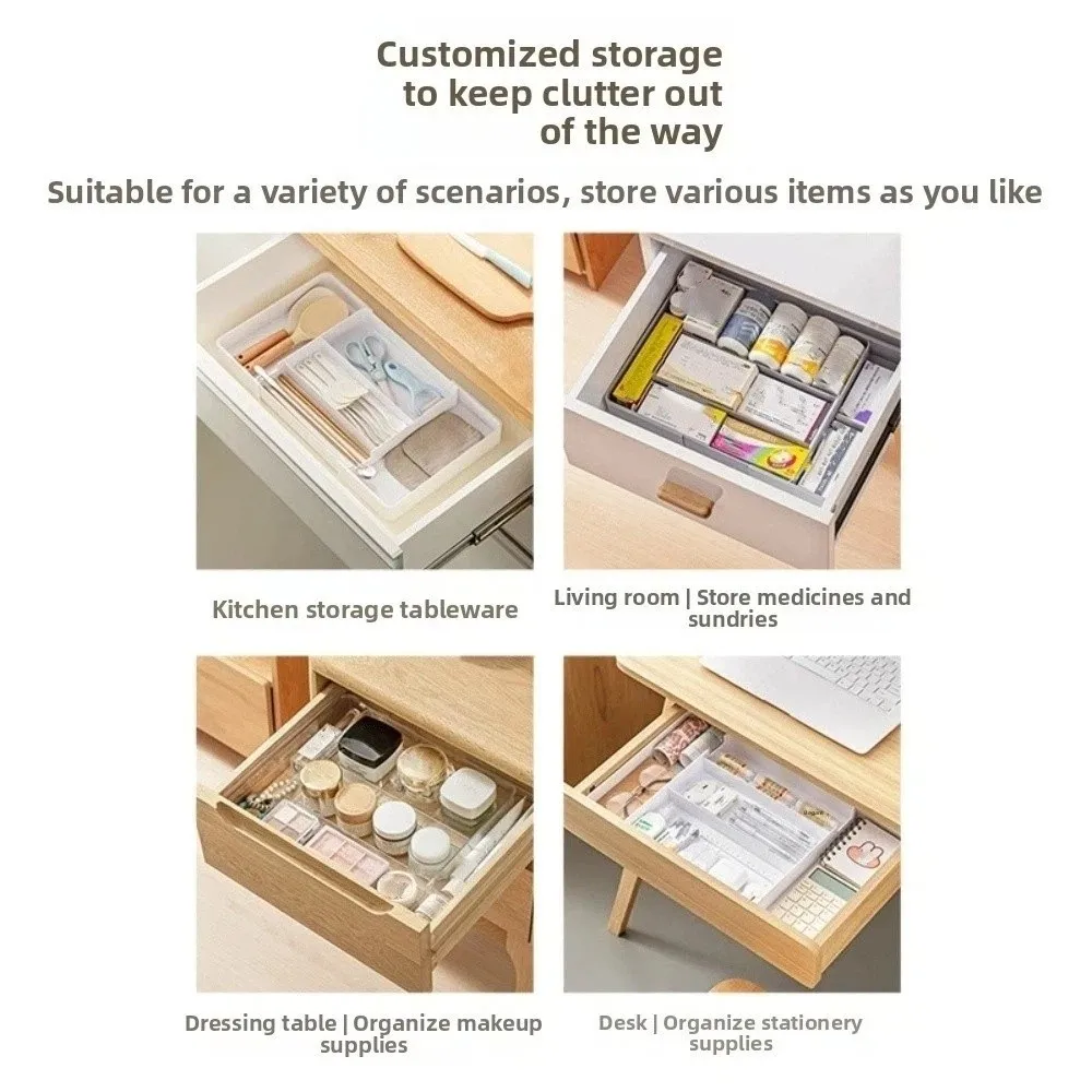 

Scalable Cabinet Storage Drawer Compartment Storage Box Stationery Container PET Plastic Decoration Hidden Drawer Space Saving