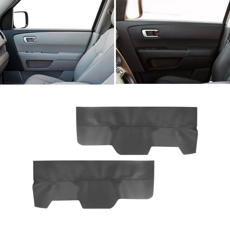 Armrest Leather Cover For Honda Pilot 2009 2010 2011 2012 2013 2014 2015 2pcs Black Leather Front Door Armrest Panel Cover Trim