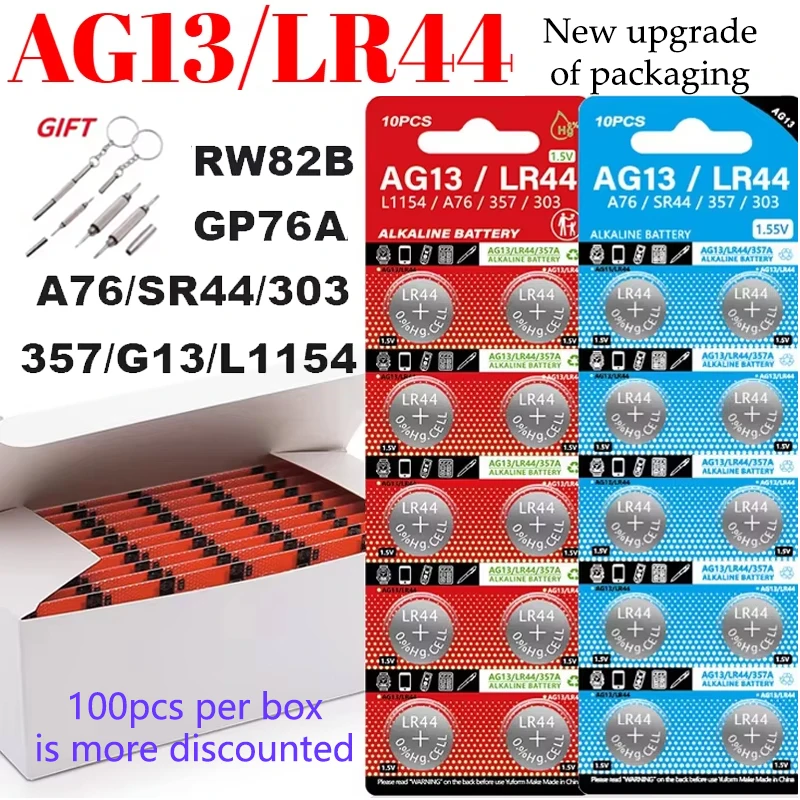 

Brand new AG13/LR44 Button Battery A76 357 357A LR1154 SR44 Alkaline Coin Battery for Electronic Calculator Car Key battery