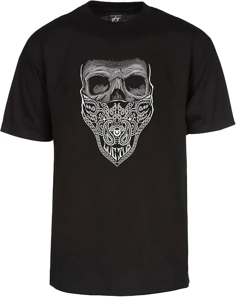 Men's Bandana Skull Short Sleeve Graphic Shirt  Summer Tees Cotton Luxury brand vintage oversized