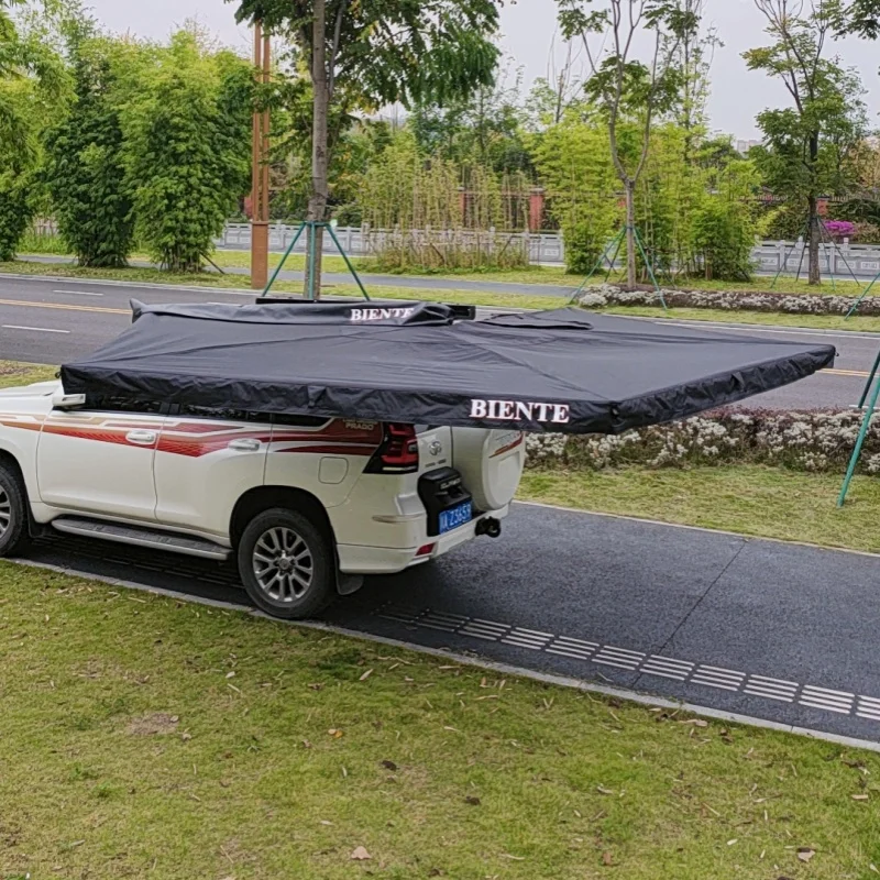 2M Car Awning,Customizable Logo Retractable 4X4 D Hole 4X4 Offroad Freestanding Car Rooftop Tent  Awning Tents for Side