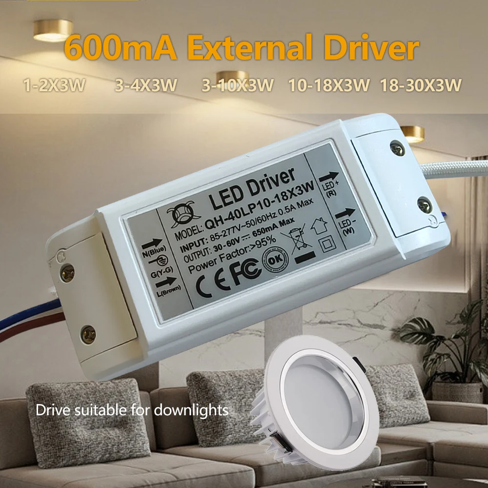 High PF Isolated 10-18x3W 650mA LED Driver 12x3W 15x3W 16x3W 18x3W 30W 40W DC30-60V High Power LED Powr Supply For LED