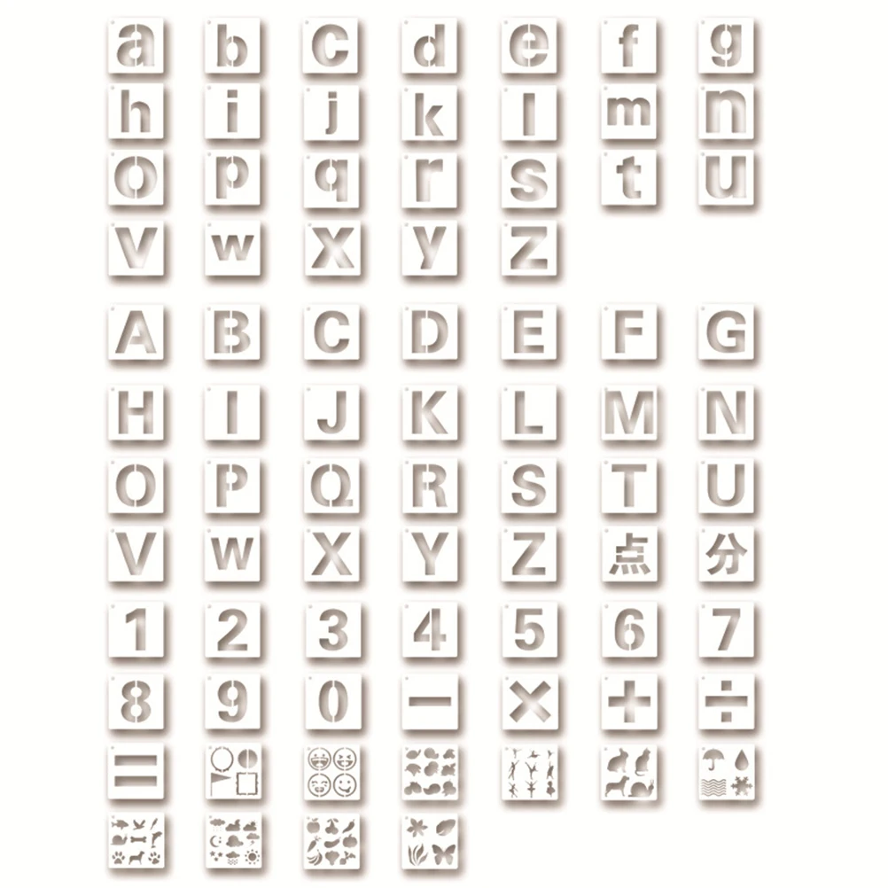 

80PCS Alphabet Symbol Stencils Template Painting Scrapbooking Embossing Stamping Album DIY Craft (White)