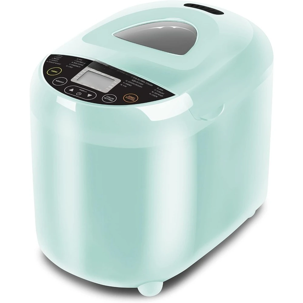 Máquina para hacer pan programable, 2 libras, menta, 3 tamaños de pan, 19 funciones de menú, sin gluten, centeno de trigo blanco, trigo blanco francés