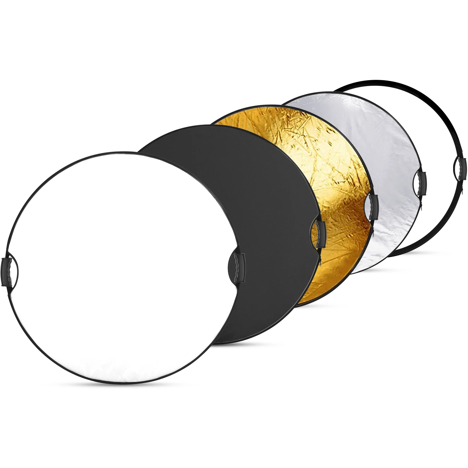 neewer-80cm-ライトリフレクター-ハンドル＆3-8インチネジ付き、5-in-1-折りたたみ式ラウンドライトディフューザー、半透明-シルバー-ゴールド-ホワイト-ブラック