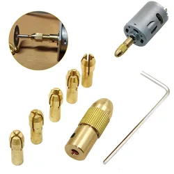 Adaptador de mandril Metal Dremel, Bit Bit do eixo do motor, Ferramenta Micro Bit, Latão, 2,35 3,17mm, Conjunto 7 Pc