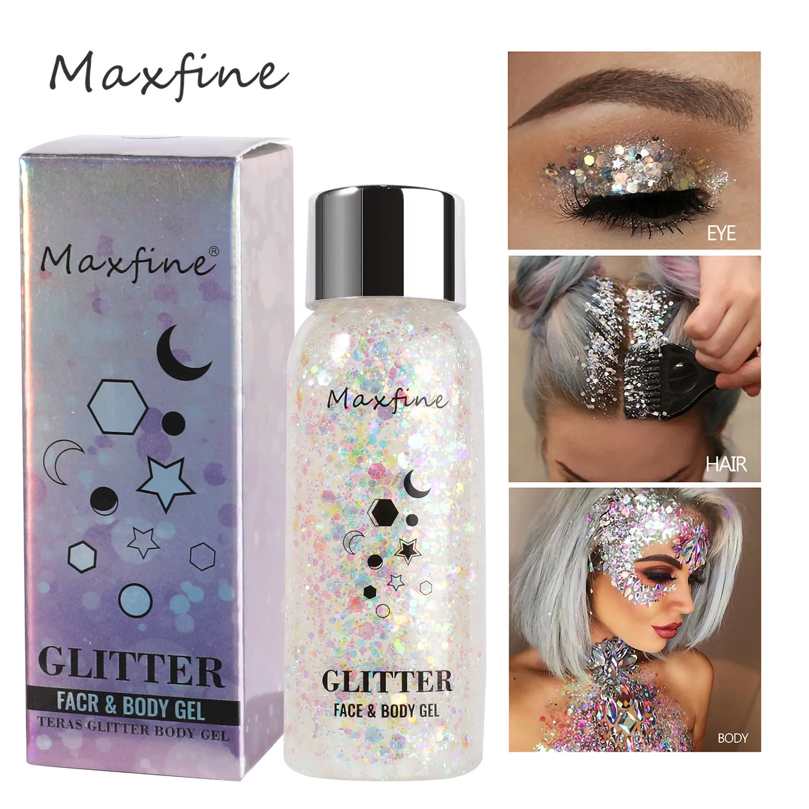 Body Face Glitter Gel Long Lasting Waterproof Eye Hair Eyeshadow Multifunctional Party Stage Deco Makeup Cosmetics