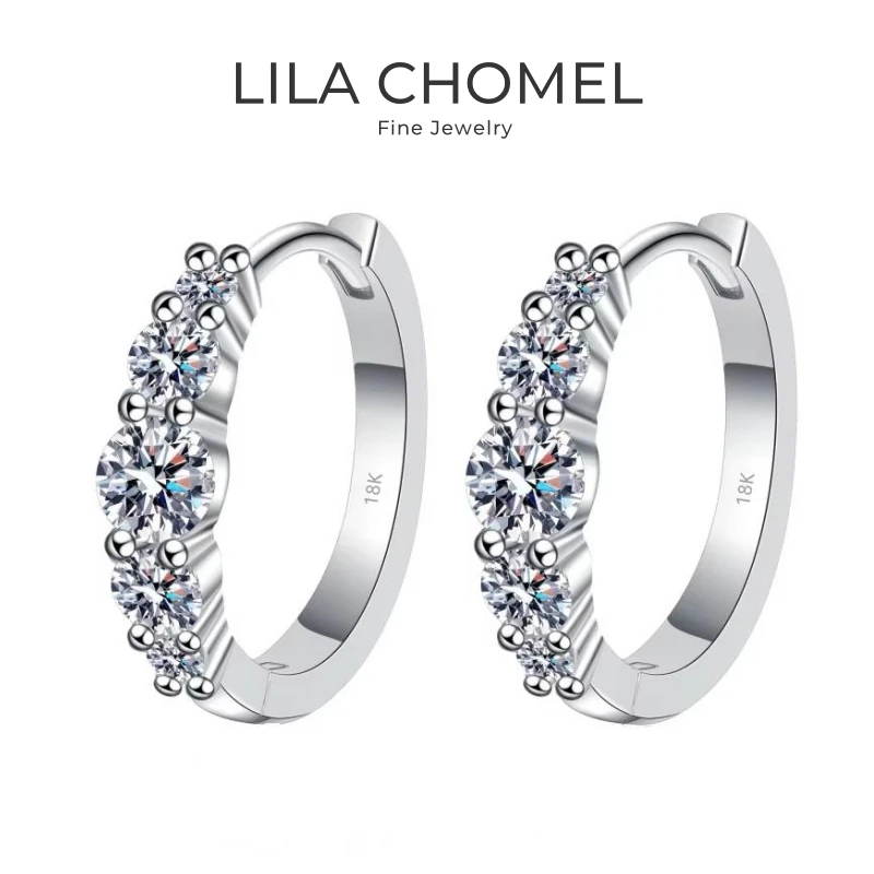 

Women Valentine's Day 18K White Gold Hoop Earrings Wedding Jewelry 1.12CT Moissanite Diamond PT950 Platinum Girl Birthday Gift