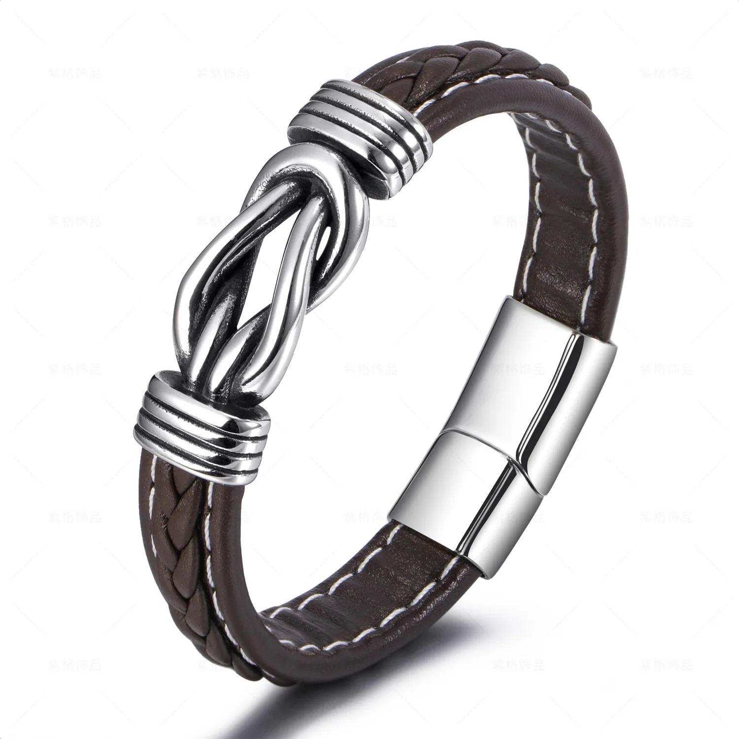 

Hot Steampunk Leather Stainless Steel Bracelets for Men Bangles Vintage Charm Wristband Rope Handwoven Male Jewelry Gifts