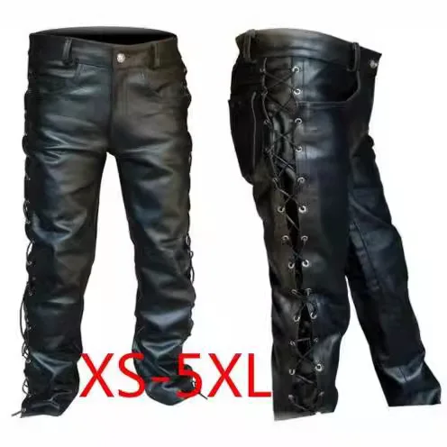 

New 2024 Pure Color PU Belted Casual Leather Pants Cross-Border Bestseller Wi Hot S ort Pants Artificial Leather