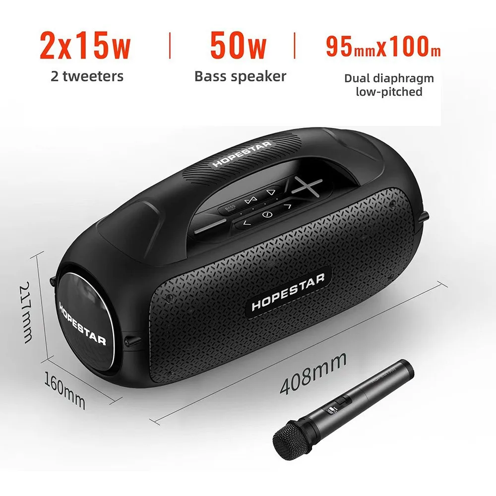 HOPESTAR 80W High Power Bluetooth Speakers Subwoofer Wireless Portable Outdoor mp3 player Boombox Caixa de som With Mic karaoke