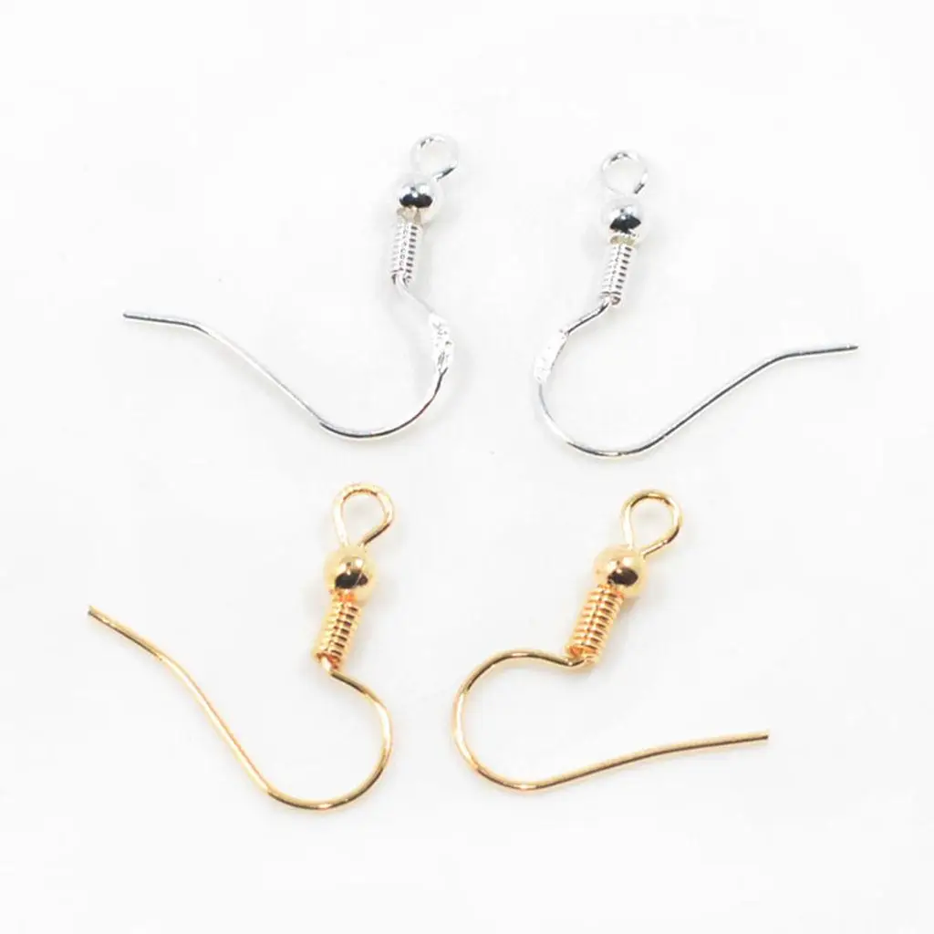 50 French Wire Earring Fish Hook Coil Ear Wire for DIY Jewelry Findings