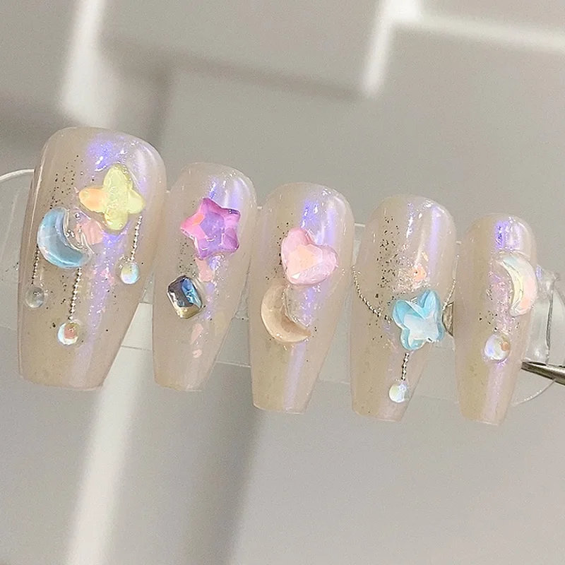 Tszs Nail Art Onderdelen Zomer Schattige Ster Maan Ijs Diamant Flash Diamant Perzik Hart Vlinder Diamant Voor Diy Design Salonaanbod