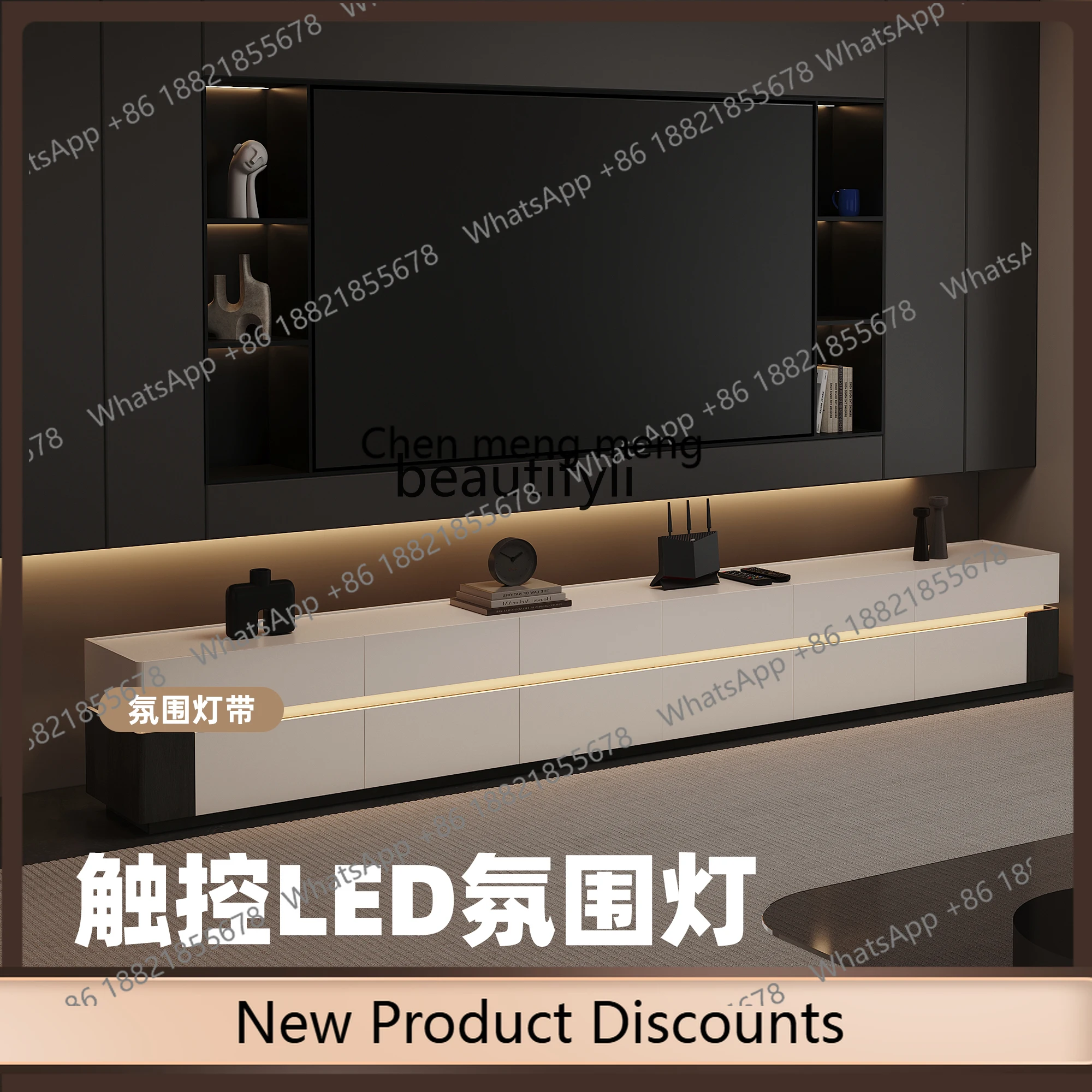 

Floor-standing Solid Wood TV Storage Cabinet Integrated Living Room Home Italian Light Luxury Style High-end Feel H