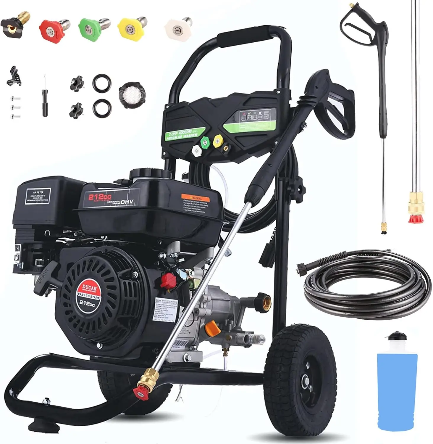 4000PSI Gas Pressure Washer, 2.8GPM Commercial Power Washer Gas Powered, 212cc 7.0 HP Engine, Includes 1L Soap Tank,5 QC