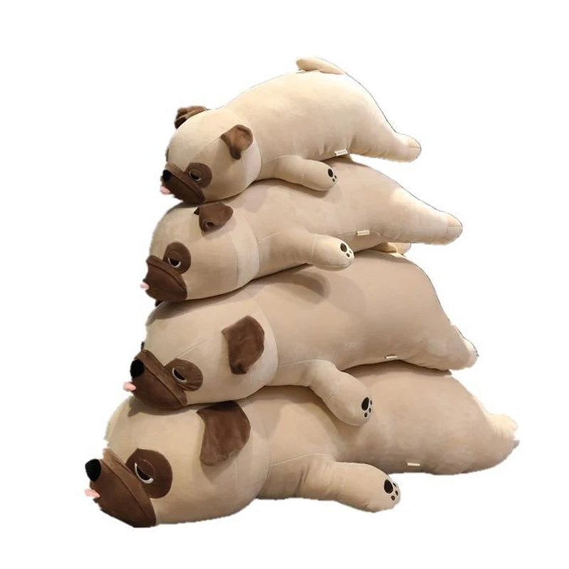 

50-85cm Pug Dog Plush Pillow Lying Kawaii Cartoon Animal Puppy Sleeping Companion Birthday Gift