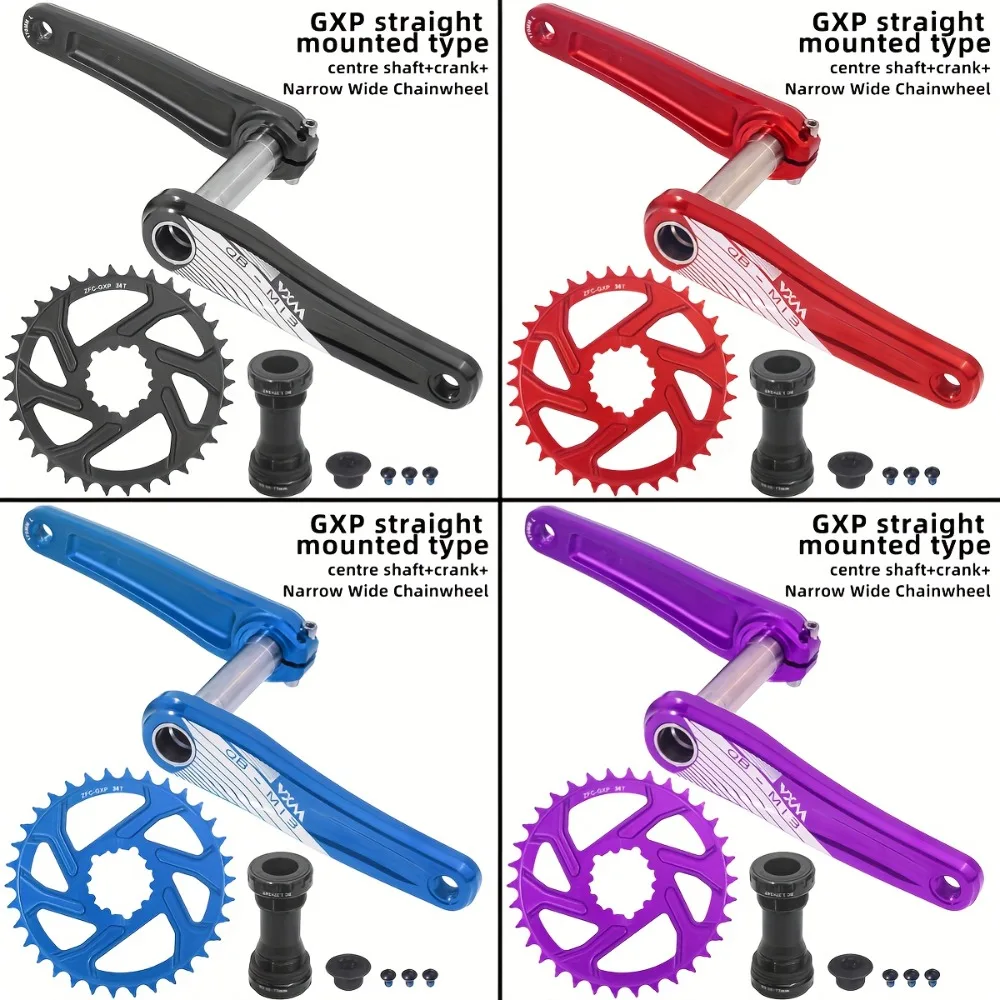 

MTB Mountain Bike Single Speed Square Taper Crankset 170mm Crankset Bicycle Crank Set with 34T Chainring for Ebike Commuter Bike
