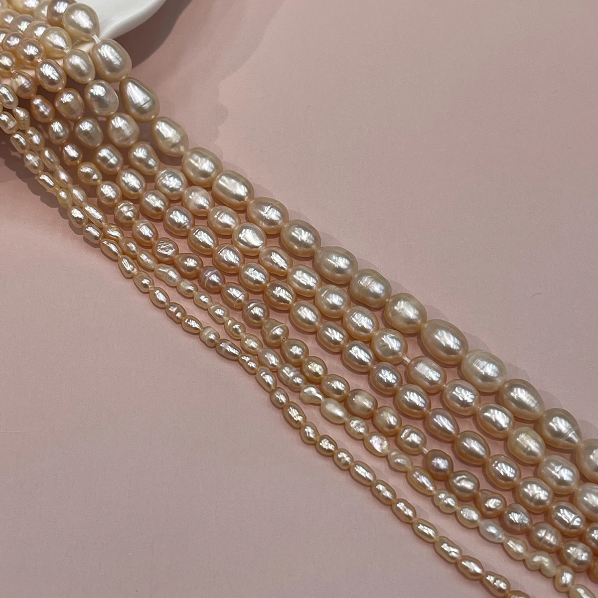 AA Natürliche Süßwasserperlen Reisperlen Rosa Perlen für Schmuckherstellung DIY Halsketten Armbänder Ohrringe Handgemachte Kunsthandwerke Großhandel – Detail 5