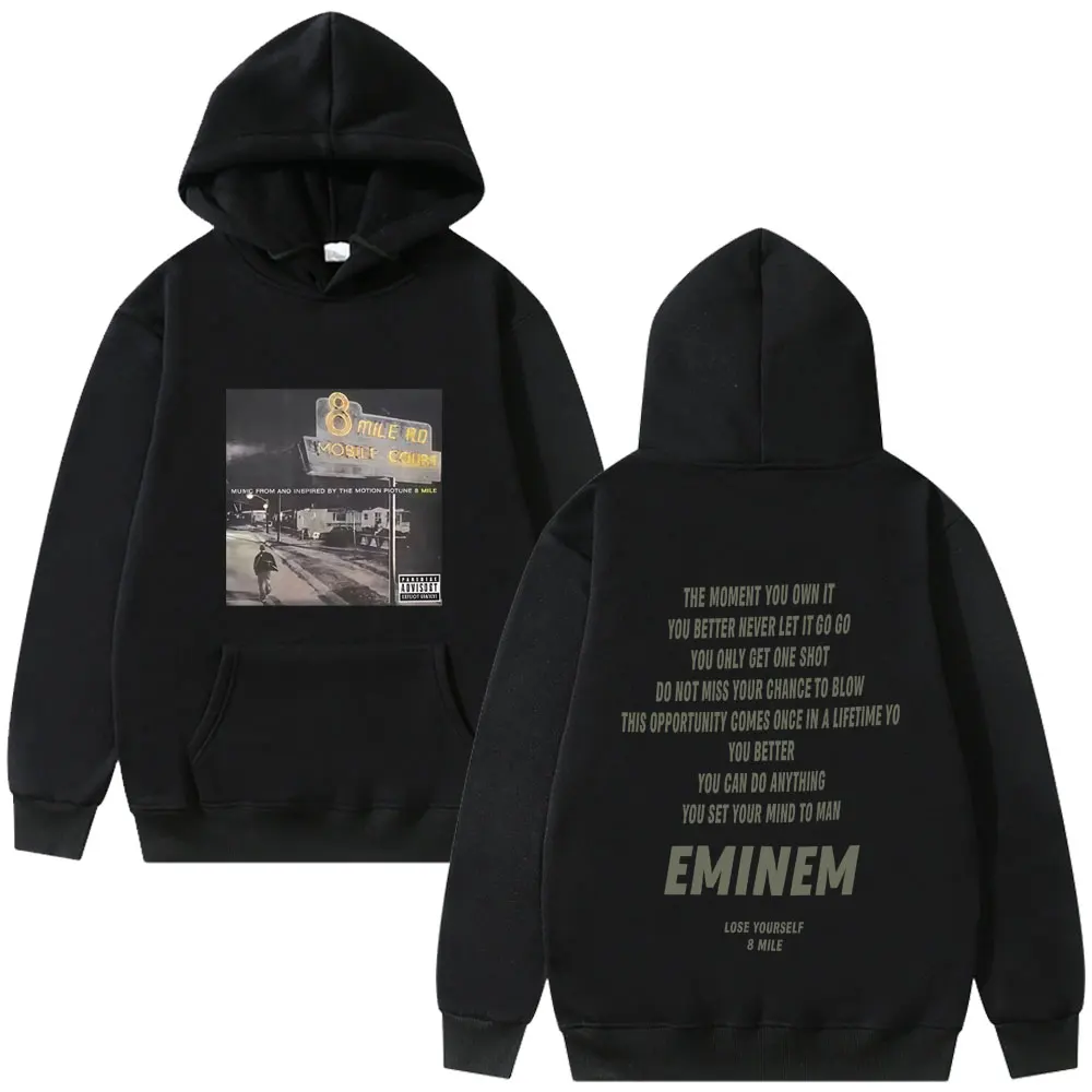 Rapper Eminem 8 Mile Graphic Hoodie Men Women Hip Hop Fashion Pop Music Streetwear Male Oversized Fleece Cotton Pullover Hoodies