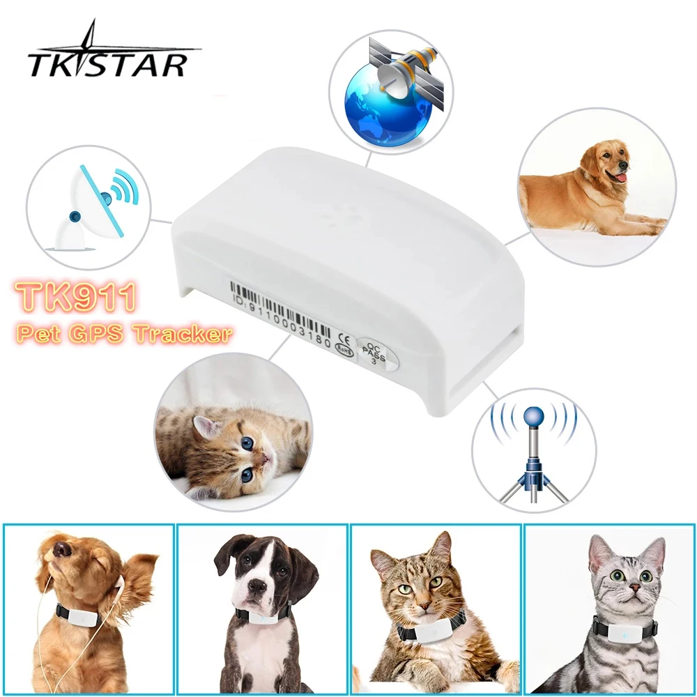 

GPS-трекер для животных TKSTAR TK911 2G GSM, ошейник для кошек и собак, GPRS-локатор, водонепроницаемый IP66, высокая точность, поддержка воспроизведения истории маршрутов
