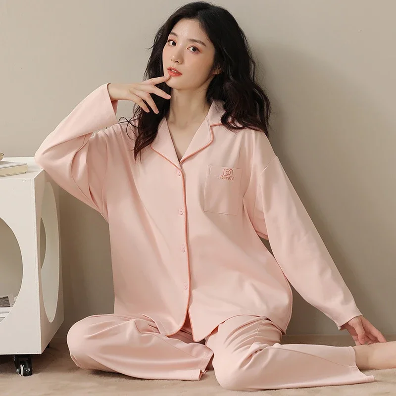 Pijama de manga larga para Mujer, ropa de Dormir suave, color blanco liso, para dormitorio y hogar