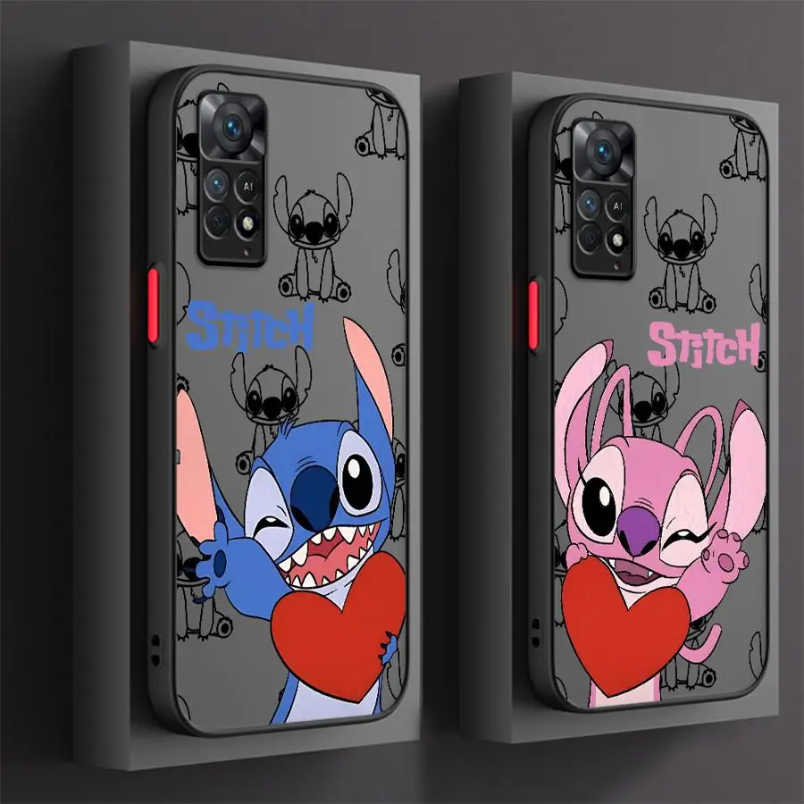 Disney Stitch Angle Lover Phone Case for Redmi Note 11 9 Pro 11S 12S 11T 9S 10 Pro 8T 8 7 10S 12 13 Pro 13 Pro Plus Soft Cover