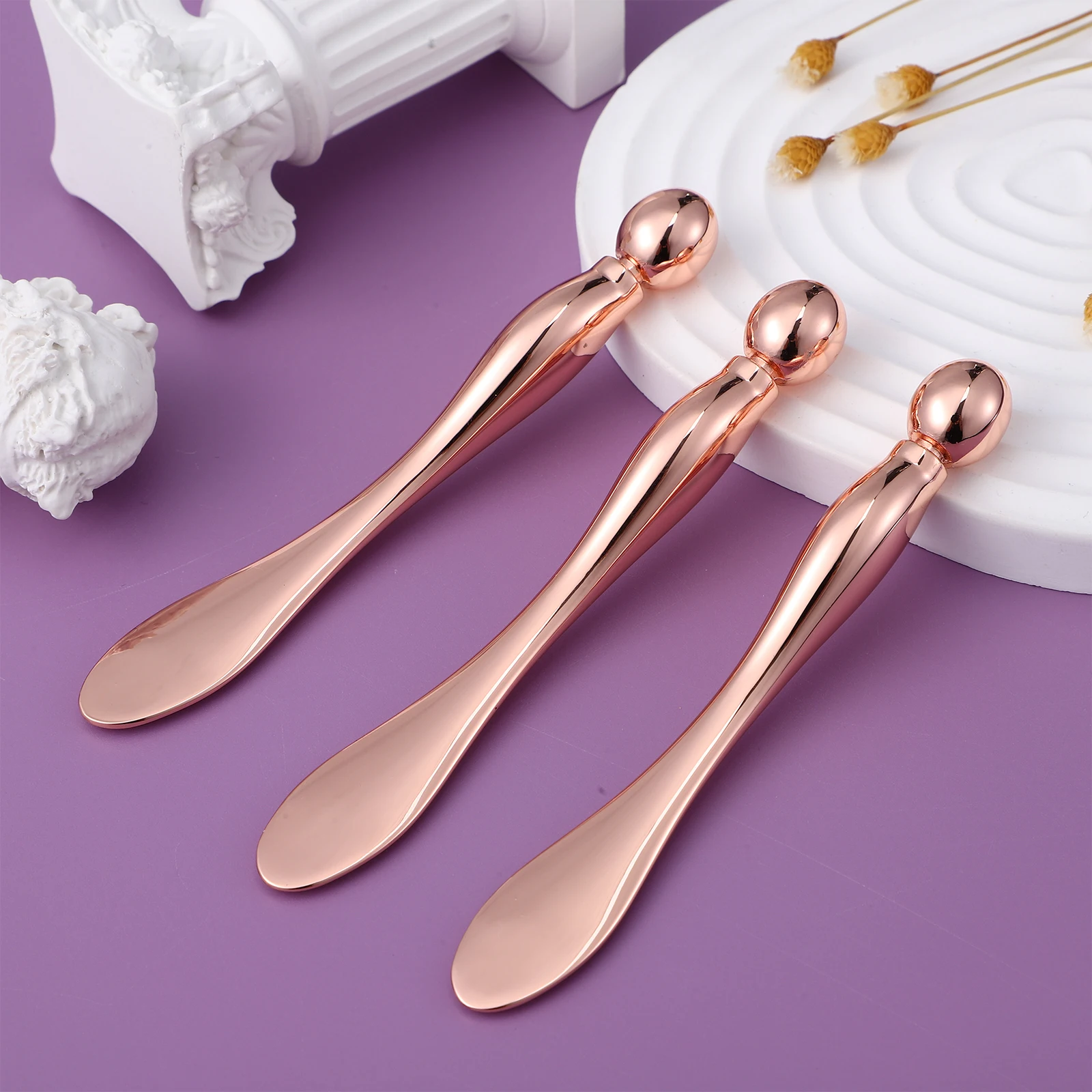 

6 pcs Spatula Roller Massager Metal Face Tool Eye Cream Spoon Beauty Roller For Home Salon Travel Easy Clean Compact Applicator