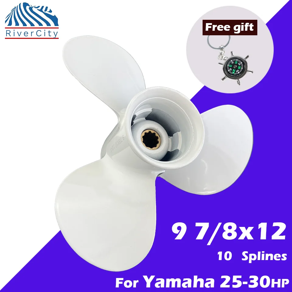 

Outboard Propeller For Yamaha 20hp 25hp 30hp F25 9 7/8 *12 Boat Aluminum Alloy Screw 3 Blade 10 Spline Marine Engine