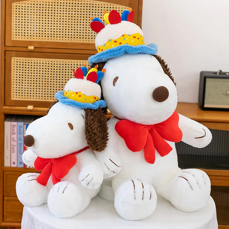 Birthday Cake Snoopy 45/70cm Large Size Plush Doll Bow Boss Snoopy Doll Sleeping and Pushing Pillow Best Gift for Home Ornaments