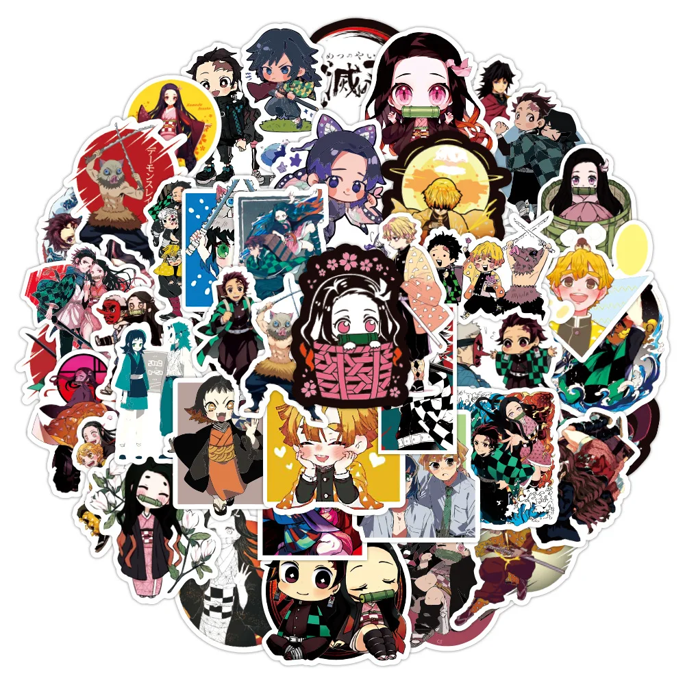 50pcs Various Demon Slayer Anime Stickers Waterproof Phone Case Kawaii Sticker Pack Cute Laptop Skin Aesthetic Sticker