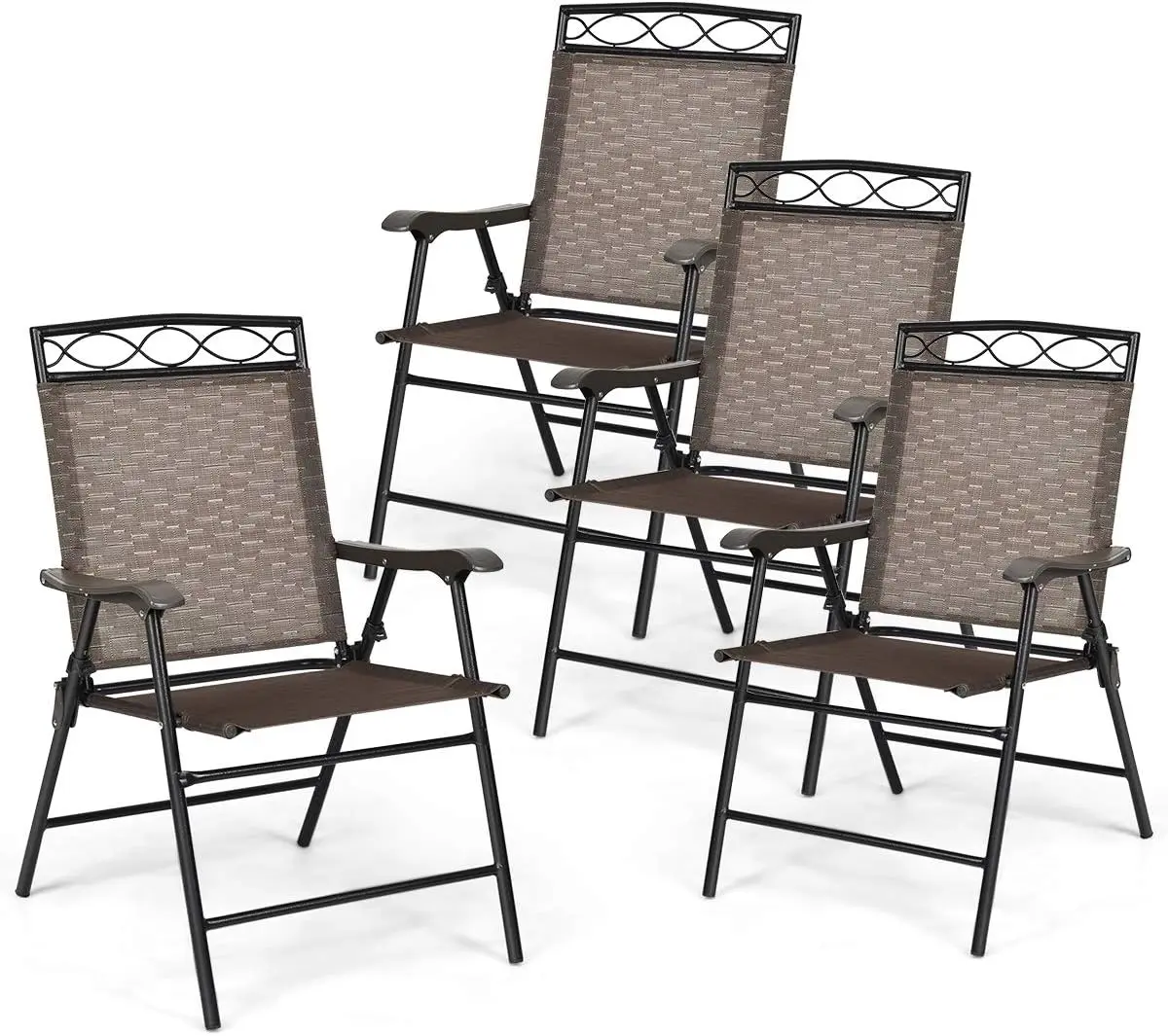 

Set of 4 Patio Folding dining chairs for Camping, Beach, Backyard, Deck Portable w/Armres
