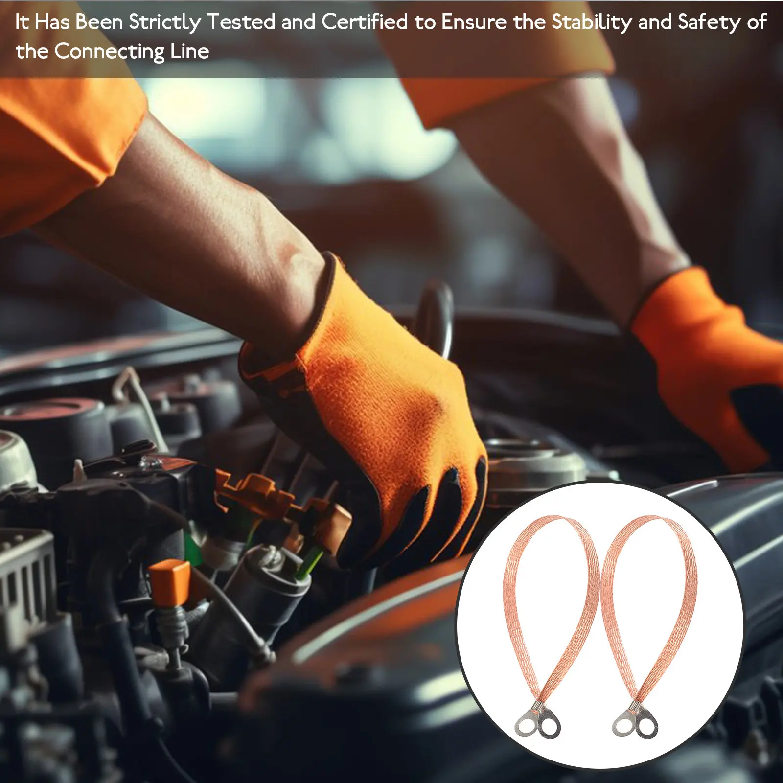 

10Pcs Heavy Duty Copper Grounding Strap Automotive Braided Ground Wire Enhances Vehicle Electrical Performance Universal Fit