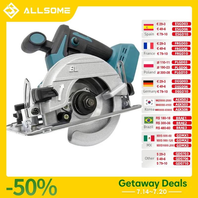 

Allsome 21V Cordless Brushless 125mm Circular Saw for Makita 18v Battery