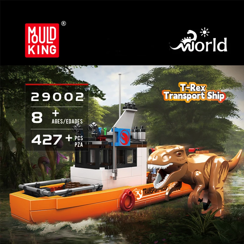 

Mould King T-Rex Transport Ship Building Blocks Kit Dinosaur World Series Assembled Toys Ornaments Kid Holiday Gift 29002