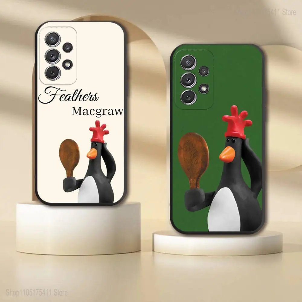 

WallaceS GromitS F-Feathers Phone Case For Samsung S 25,24,23,22,30,21,10,9,Ultra,Plus,Lite,FE,4,5G Black Soft Case