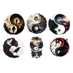 Six Scenery Concepts of Tai Chi and Eight Trigrams Heat Transfer On Clothes Iron On Patch For Hoodies Diy Children's decoration