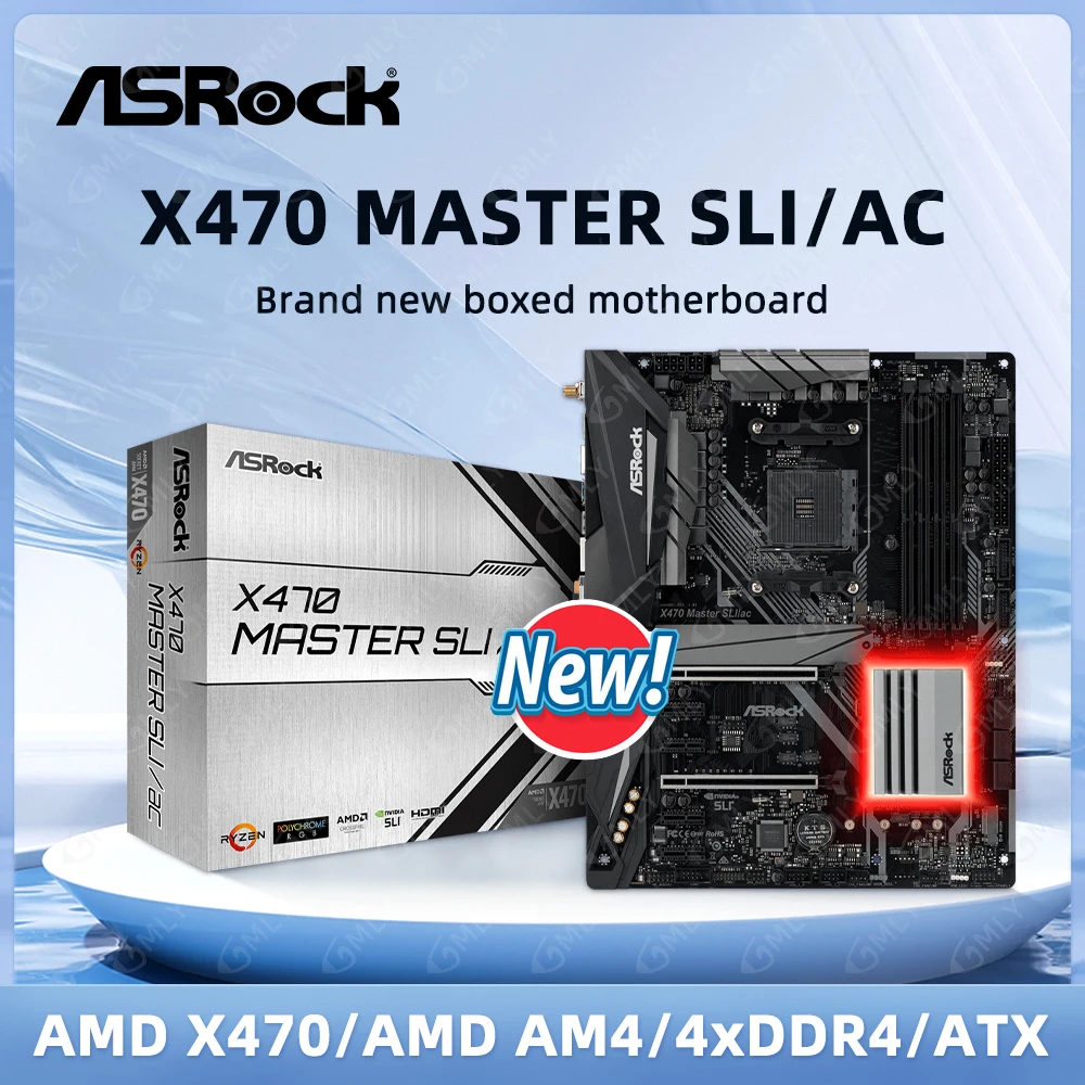 ASRock X470 MASTER SLI/AC X470 Motherboard Socket AM4 DDR4 64GB support AMD Ryze 5600 5700 1400 4600 2700 5300 cpu ATX new