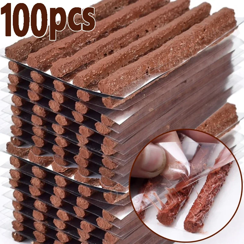 

100 шт., полоски для ремонта автомобильных и мотоциклетных шин, бескамерная уплотнительная полоса, резиновая полоса для прокола шин, аксессуары для ремонта автомобильных велосипедных шин