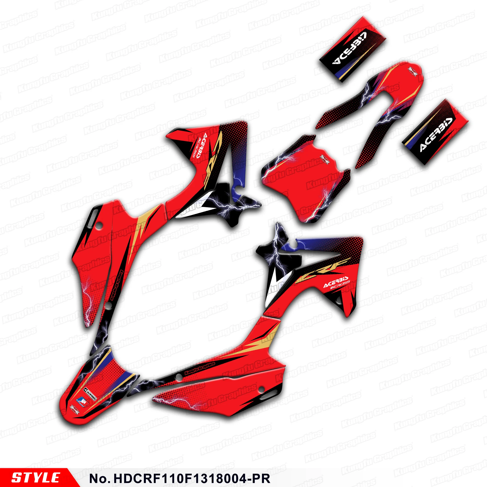 

JY RACING Graphics Kit Vinyl Wrap for Honda CRF110F 2013 2014 2015 2016 2017 2018 Red, HDCRF110F1318004-PR