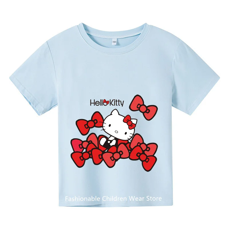 Kids Gudetama Tshirt Summer Hello Kitty Kids Cartoon Casual short-sleeved T-shirt Baby Boy Clothing Girls Clothing